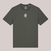Khaki Unisex-T-Shirt mit kleinem weißen CARE-Logo auf der Brust – minimalistisches Streetwear-Basic für Angler & Szene-Fans