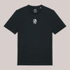Schwarzes Unisex-T-Shirt mit kleinem weißen CARE-Logo auf der Brust – minimalistisches Streetwear-Basic für Angler & Szene-Fans